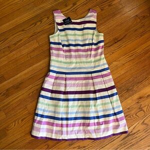Talbots Sateen Stripe Fit & Flare Dress Size 12p NWT